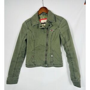 Y2K Hollister Vintage Green Utility Jacket Logo Preppy Grunge Bella Swan Size XS
